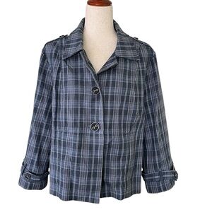 Christopher & Banks 3 Button Plaid Blazer Jacket